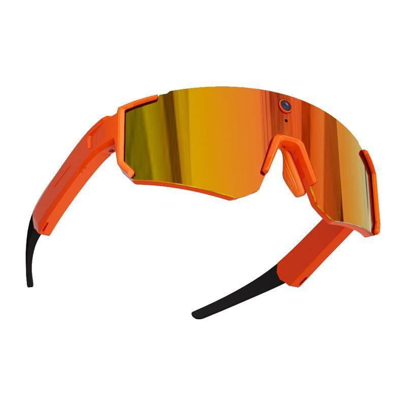 COLMI V03 Sports Sunglasses, Smarte Sport Sonnenbrille mit 8MP Kamera, Audio, Bluetooth 5.3, IP54 - Ausführung: Orange mit orangenen Gläsern
