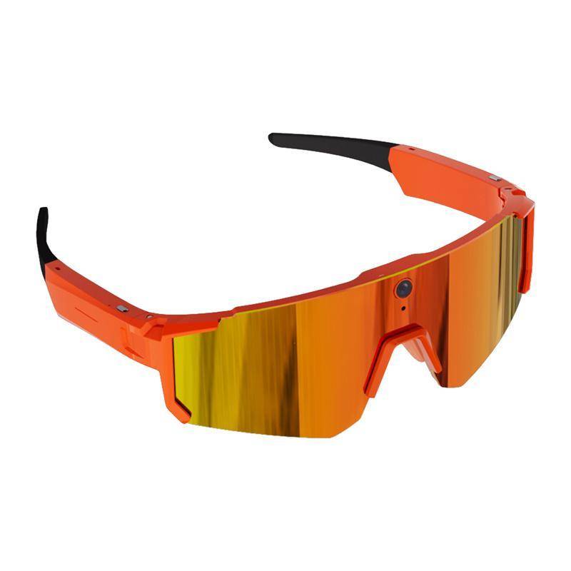 COLMI V03 Sports Sunglasses, Smarte Sport Sonnenbrille mit 8MP Kamera, Audio, Bluetooth 5.3, IP54 - Ausführung: Orange mit orangenen Gläsern