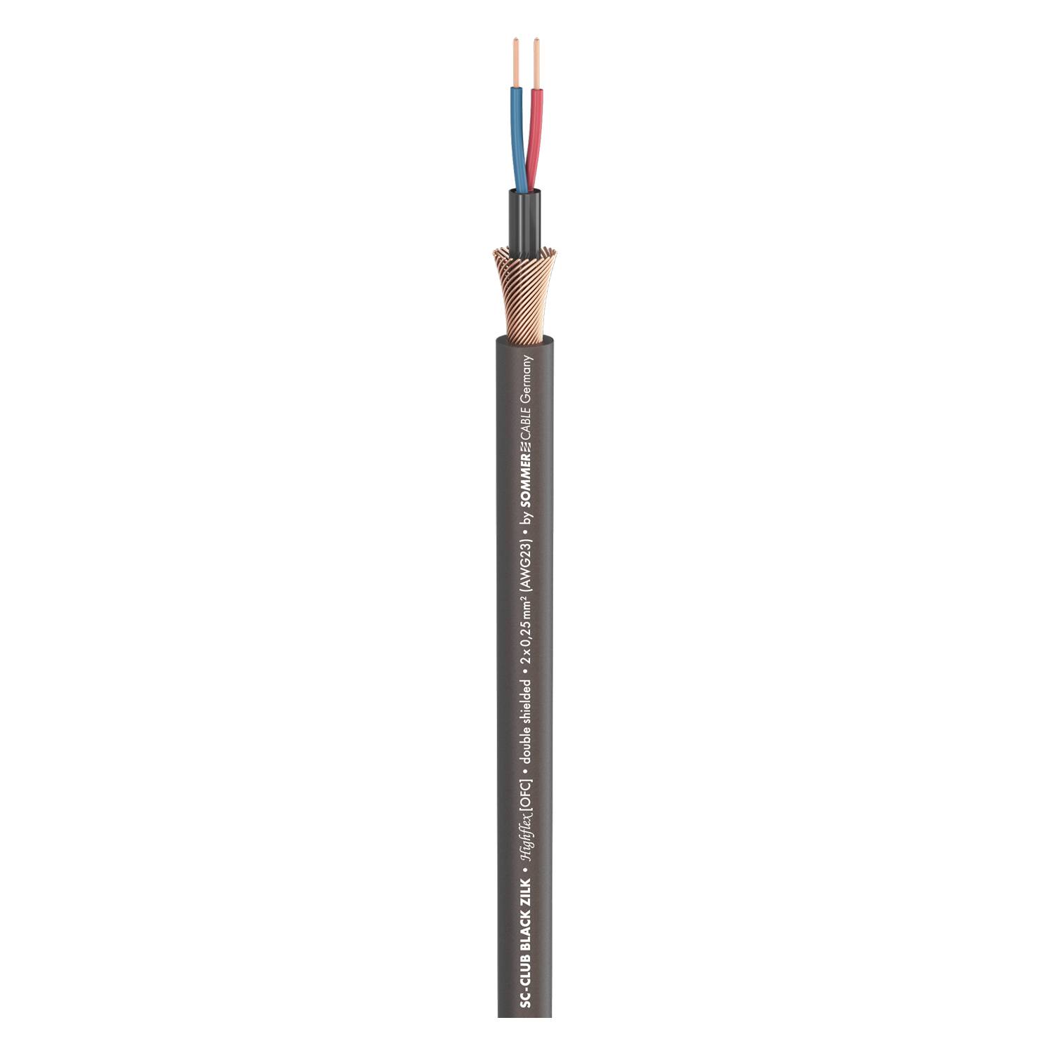 Mikrofonkabel SC-CLUB BLACK ZILK; 2 x 0,25 mm²; S-PVC Ø 7,30 mm; schwarz