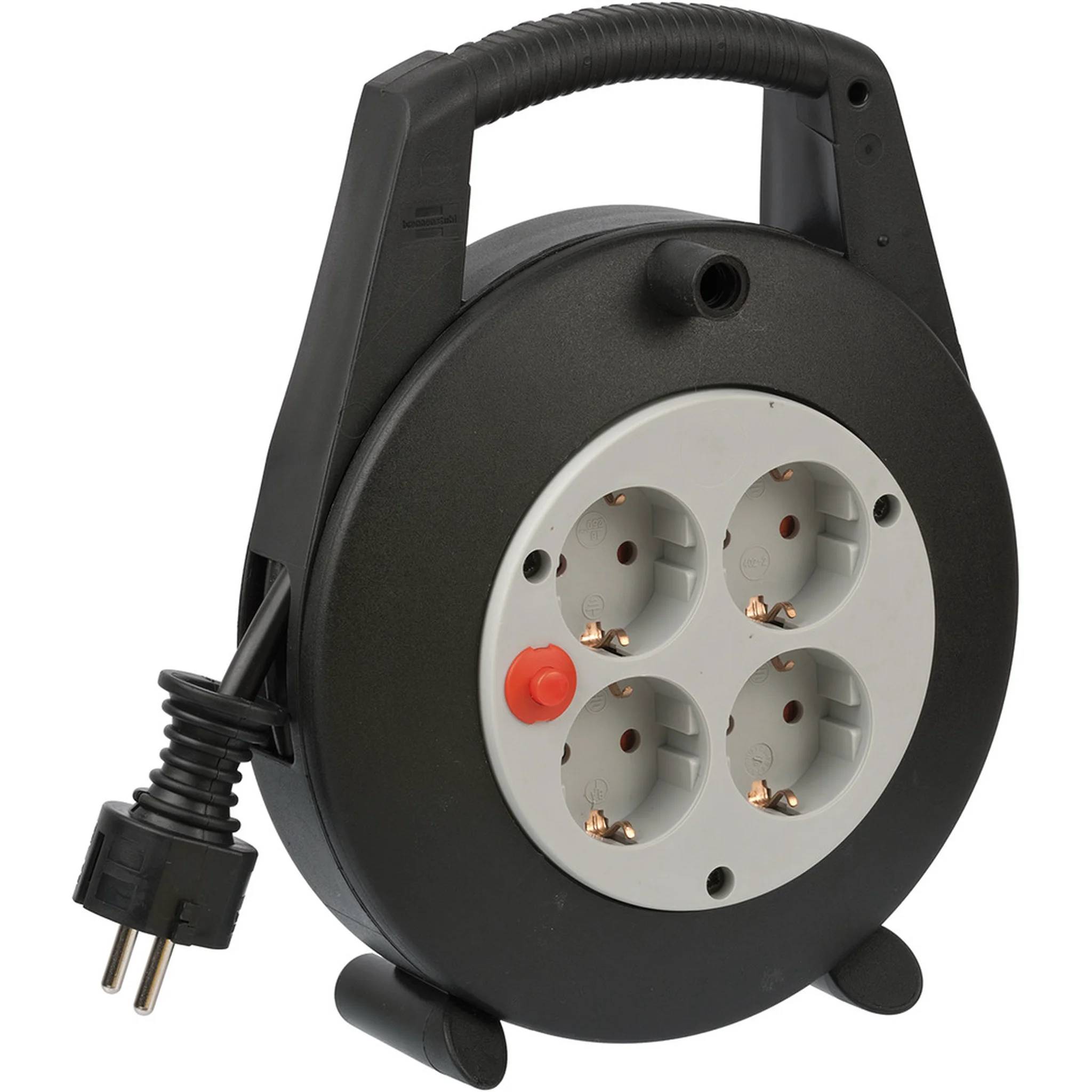 Brennenstuhl Kabelbox Vario, IP20, Mini-Kabeltrommel, schwarz/hellgrau, Rolle mit 5m, 1 Stk.