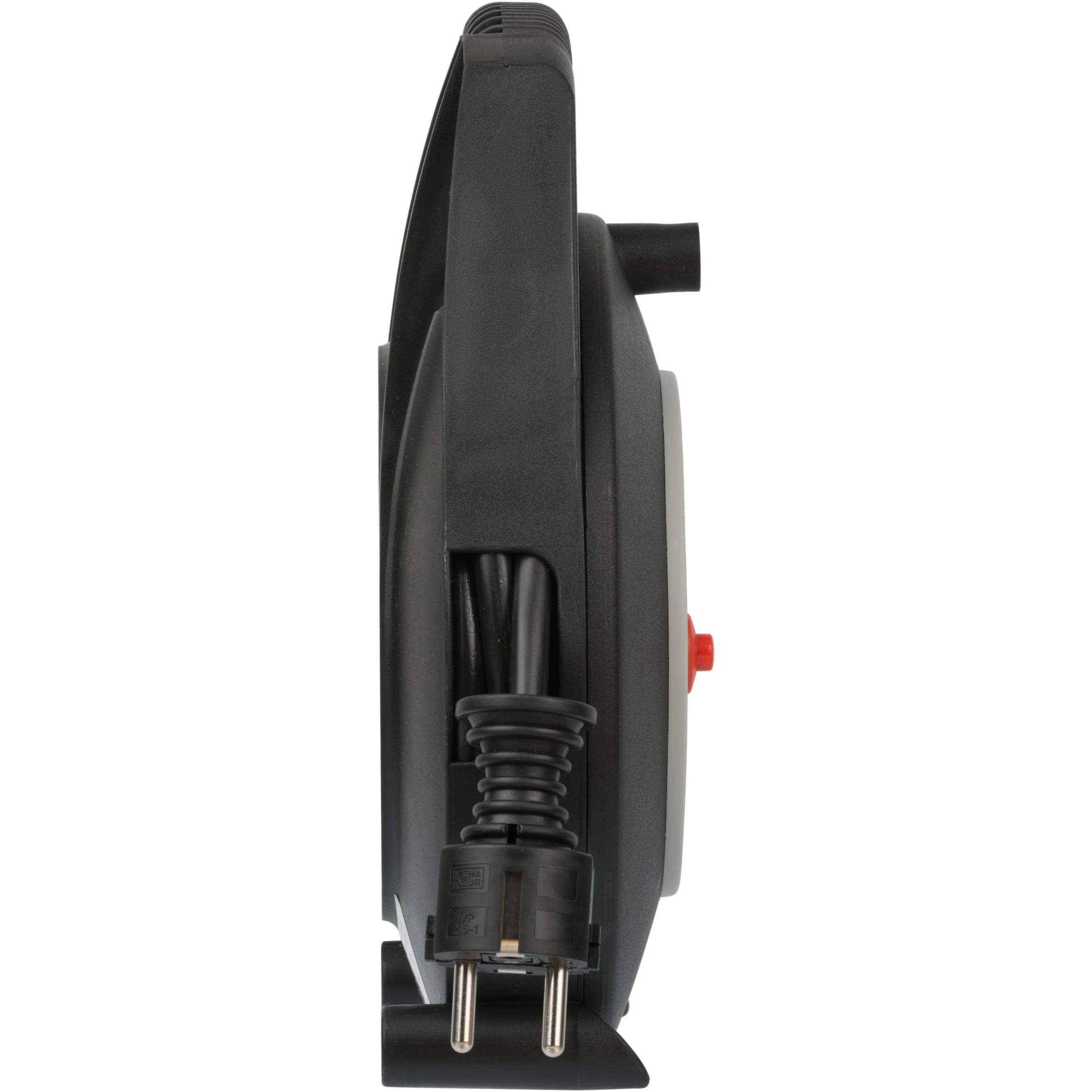 Brennenstuhl Kabelbox Vario, IP20, Mini-Kabeltrommel, schwarz/hellgrau, Rolle mit 5m, 1 Stk.