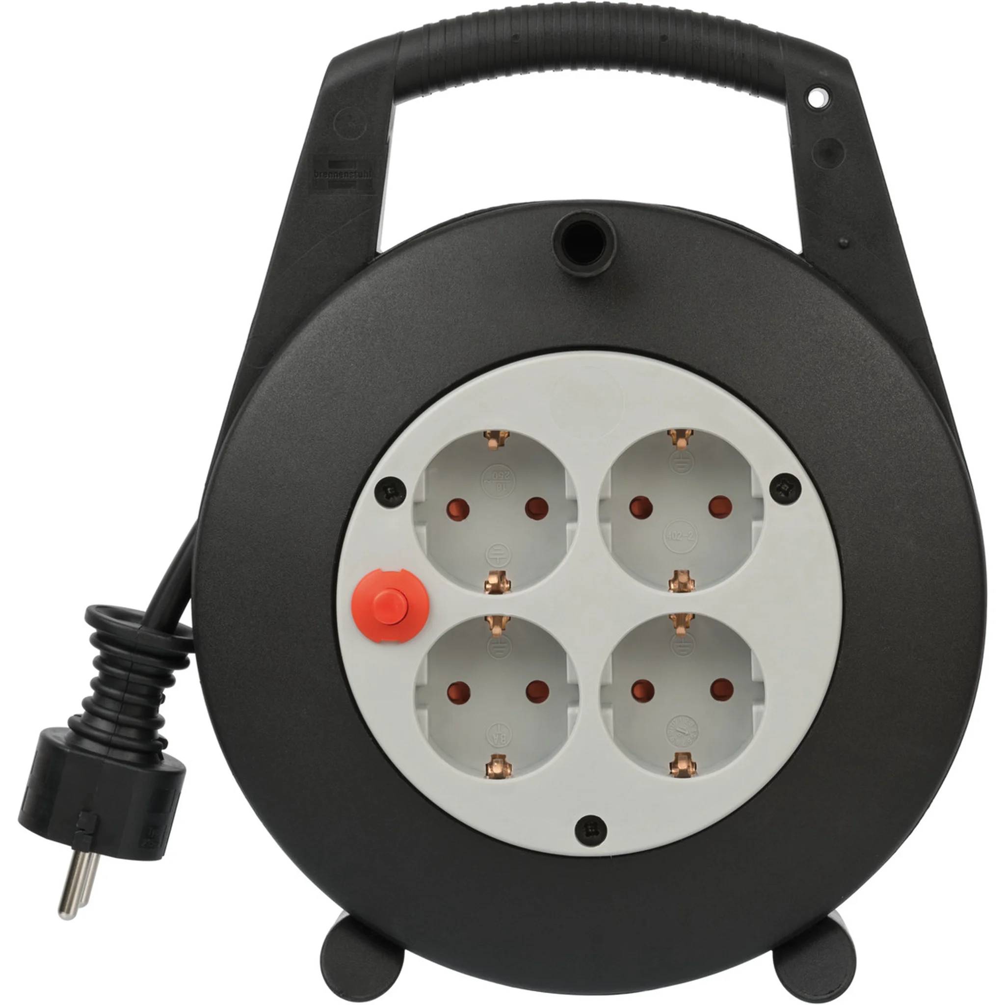 Brennenstuhl Kabelbox Vario, IP20, Mini-Kabeltrommel, schwarz/hellgrau, Rolle mit 5m, 1 Stk.