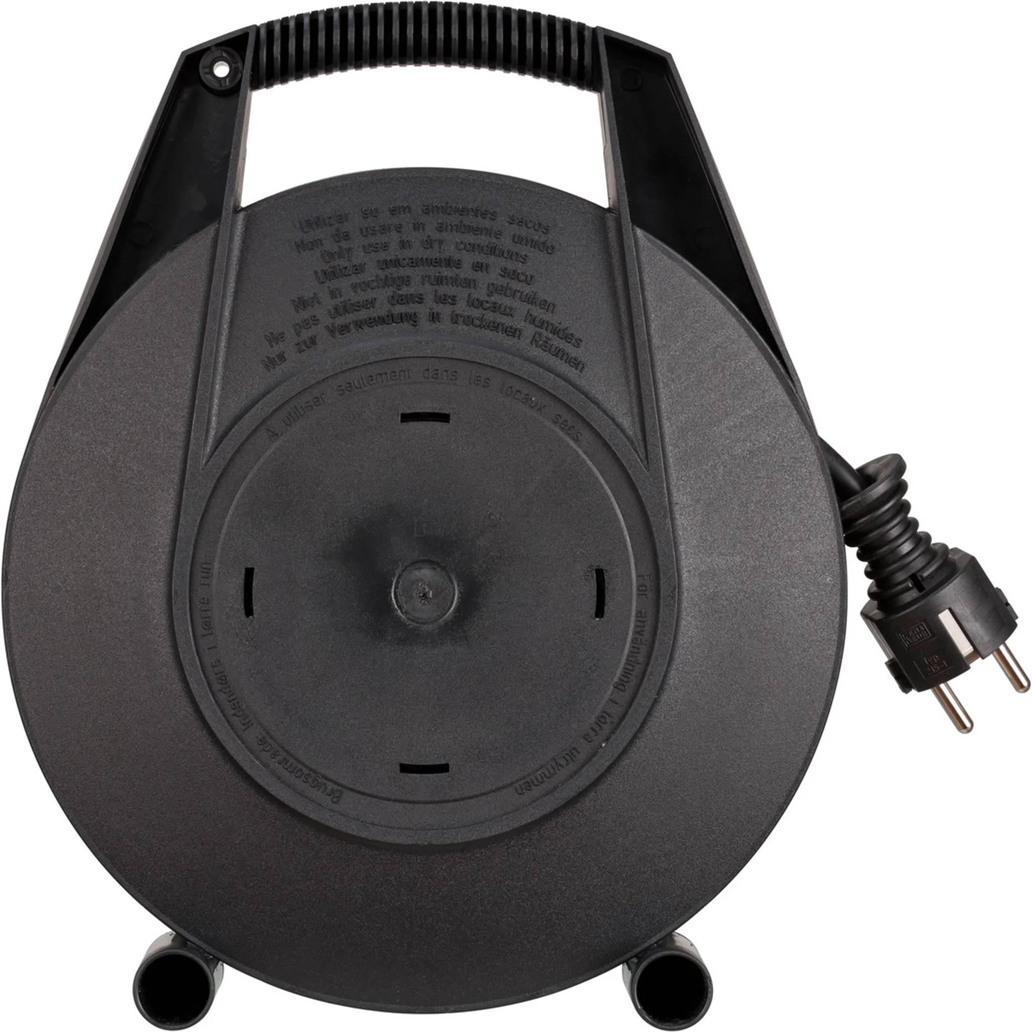 Brennenstuhl Kabelbox Vario, IP20, Mini-Kabeltrommel, schwarz/hellgrau, Rolle mit 5m, 1 Stk.