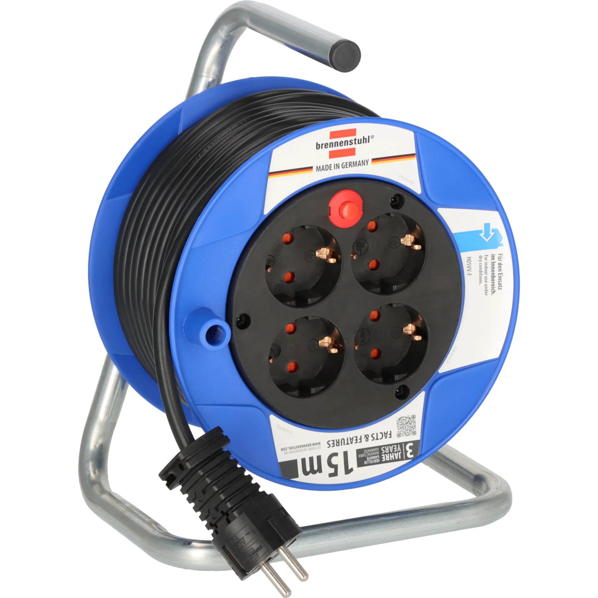 Brennenstuhl Garant Kompakt, IP20, Industrie/Baustellen-Kabeltrommel, Rolle mit 15m, 1 Stk.