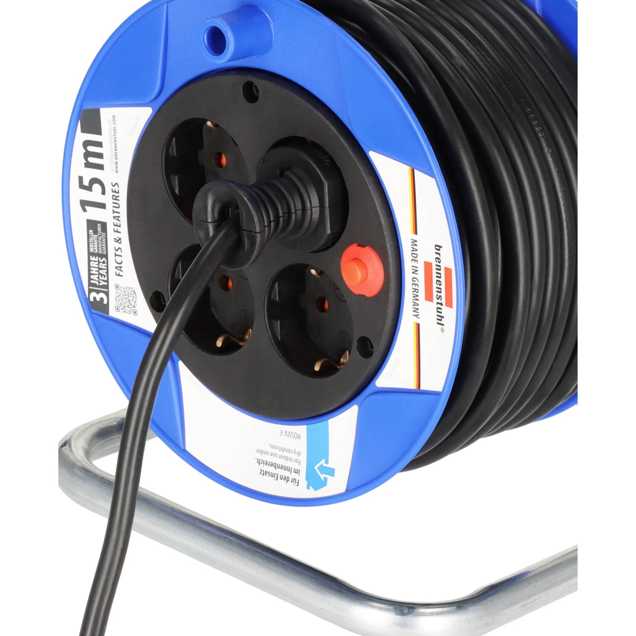 Brennenstuhl Garant Kompakt, IP20, Industrie/Baustellen-Kabeltrommel, Rolle mit 15m, 1 Stk.