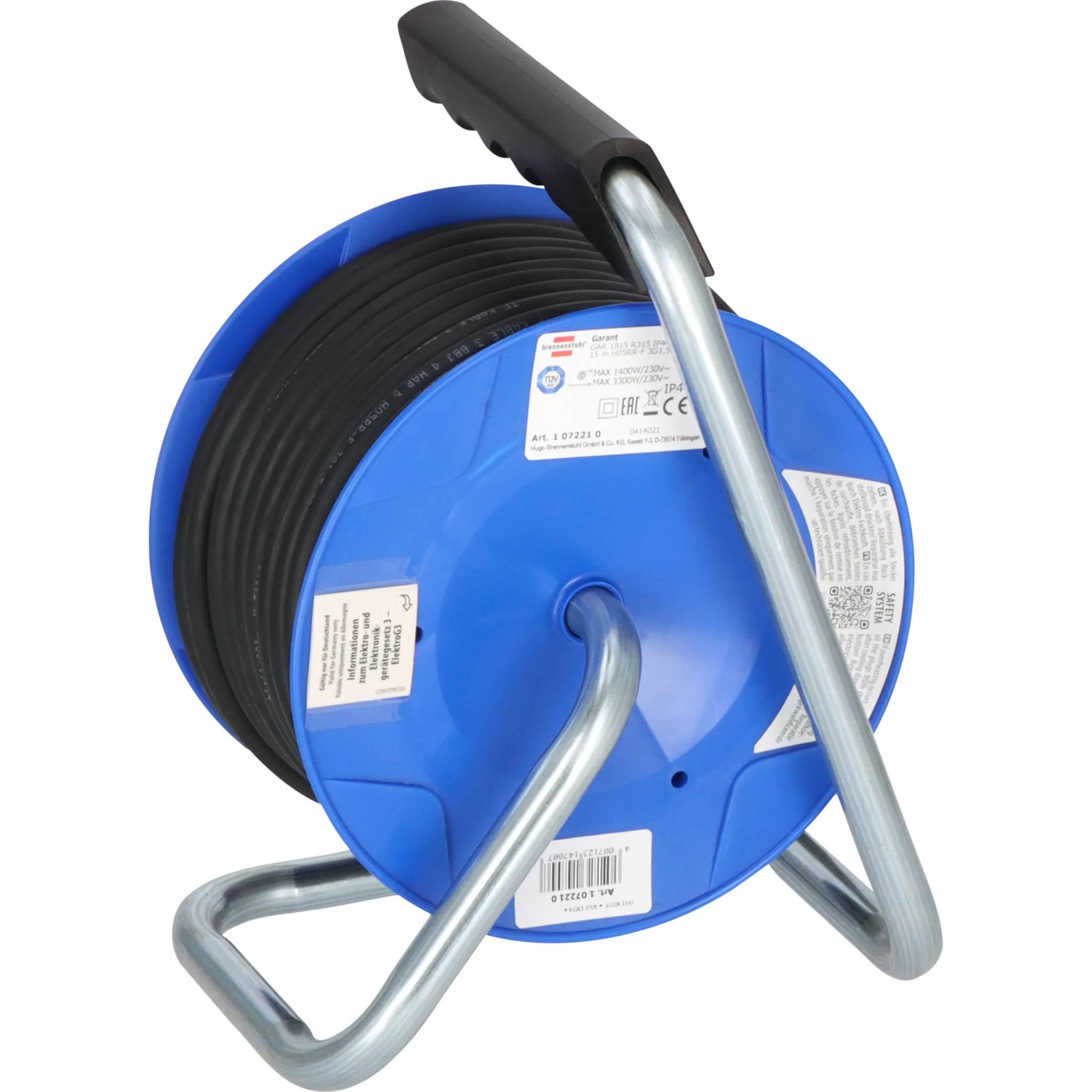 Brennenstuhl Garant Kompakt, IP44, Industrie/Baustellen-Kabeltrommel, Rolle mit 15m, 1 Stk.