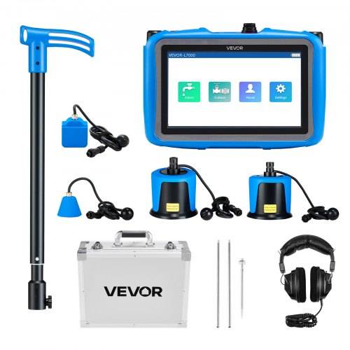VEVOR Wasserleck-Erkennungsset mit tragbarem Touchscreen-Gerät, Sonde, zwei Sensoren, Kopfhörer, Tragekoffer und Zubehör zum Aufspüren von Lecks.