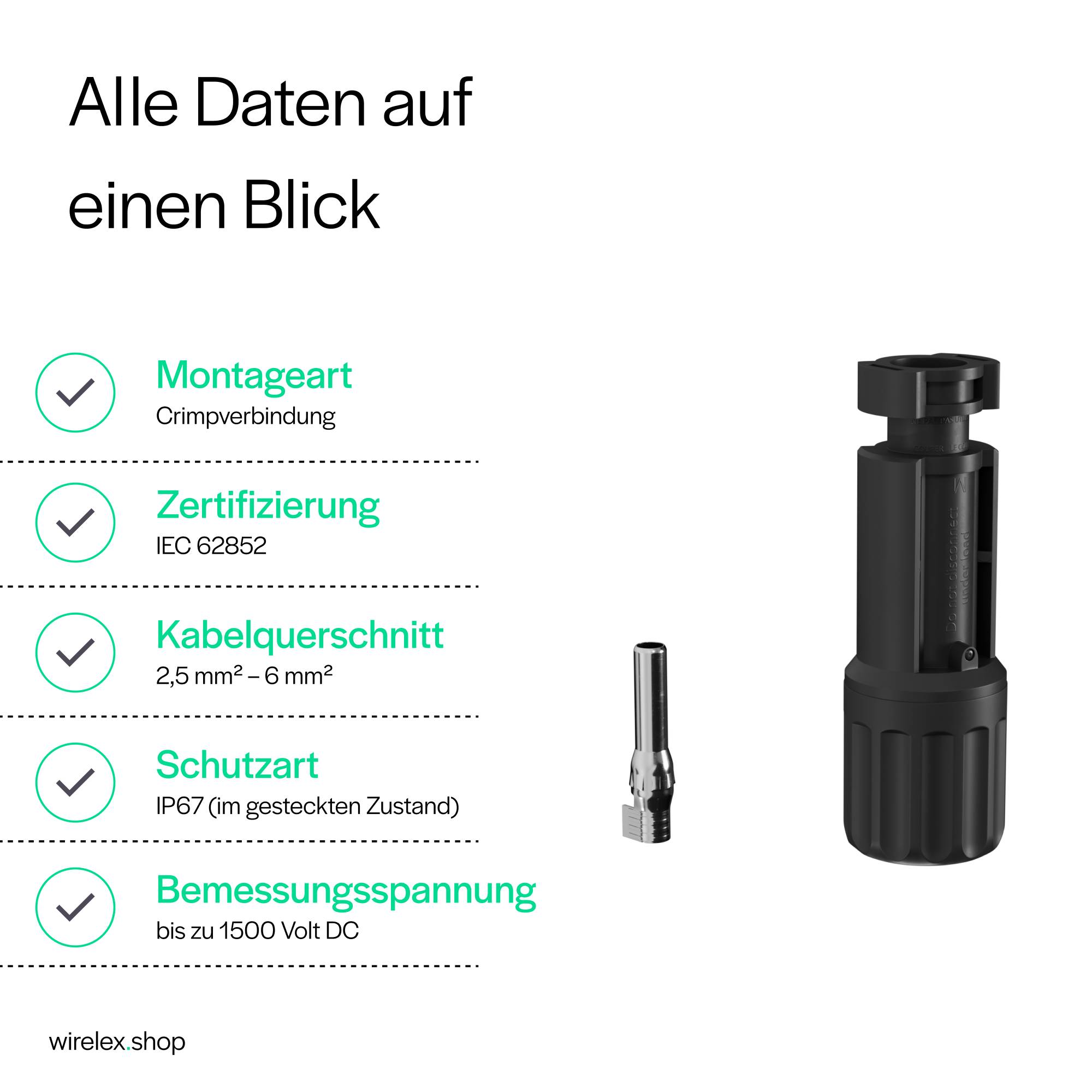 MC4 Stecker 2.5-6mm², IP67, 1500V