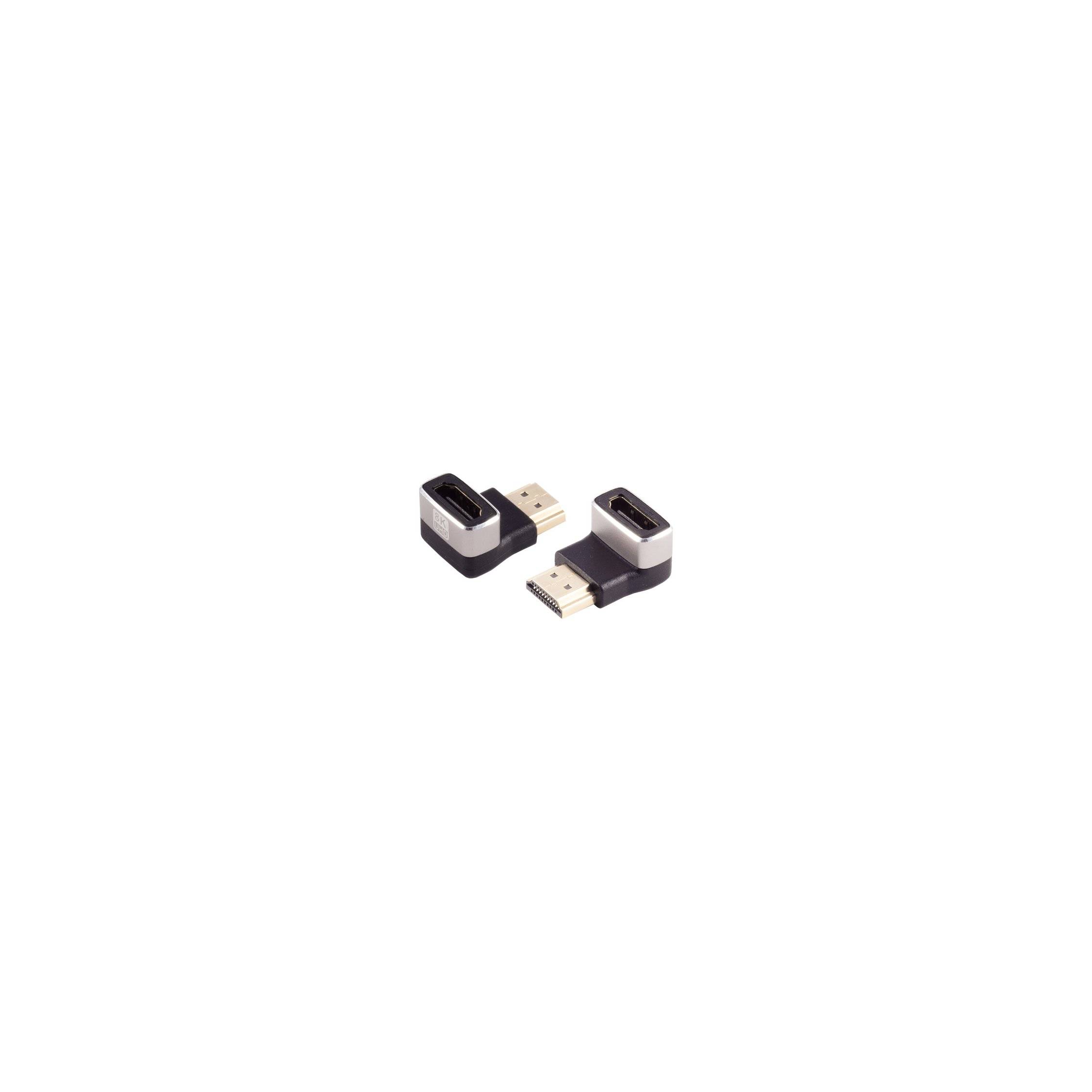 Zwei kleine USB-Adapter-Stecker mit rechtem Winkel auf weißem Hintergrund.