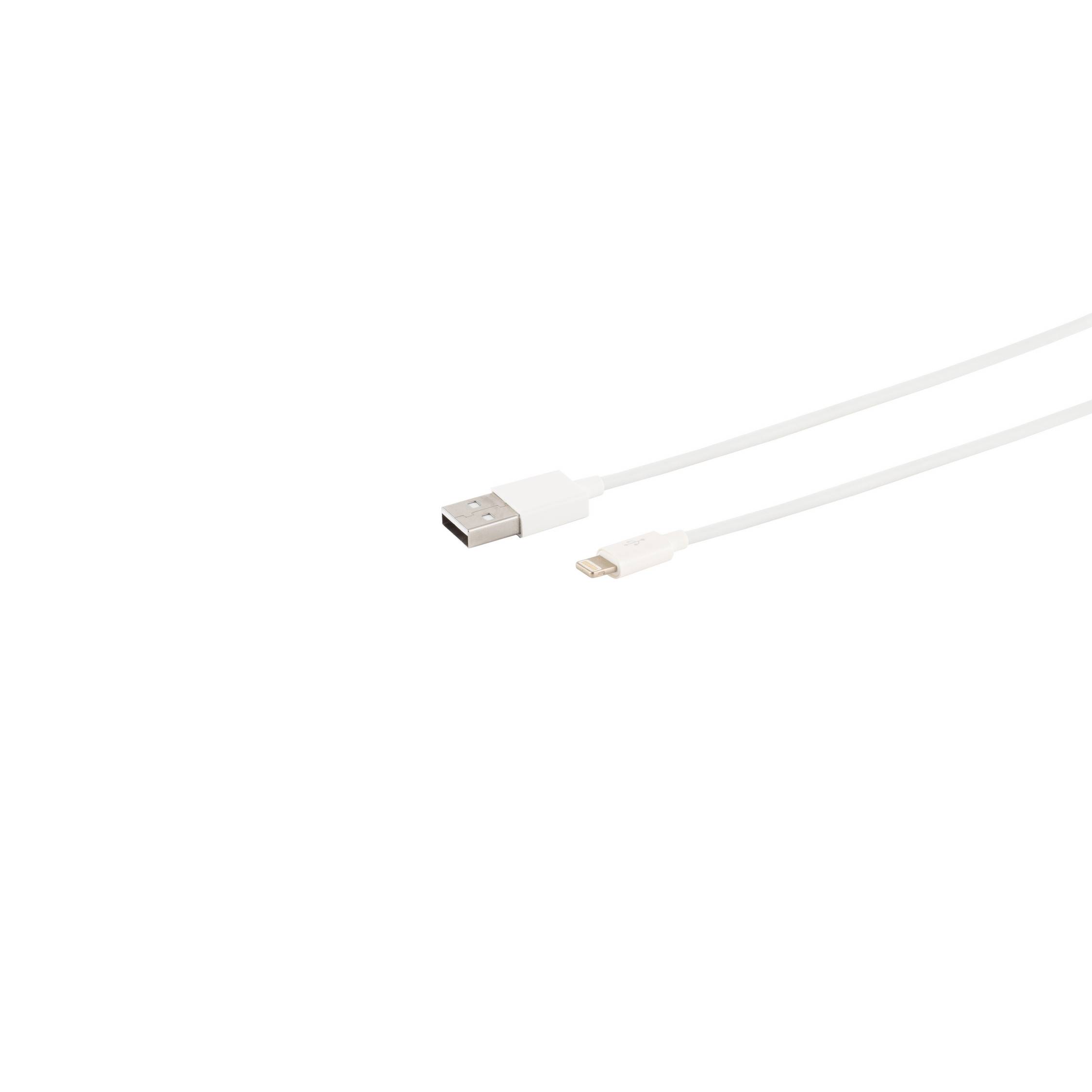 USB Lade-Sync Kabel, USB A Stecker auf 8-Pin Stecker, 2.0, weiß, 3,0m