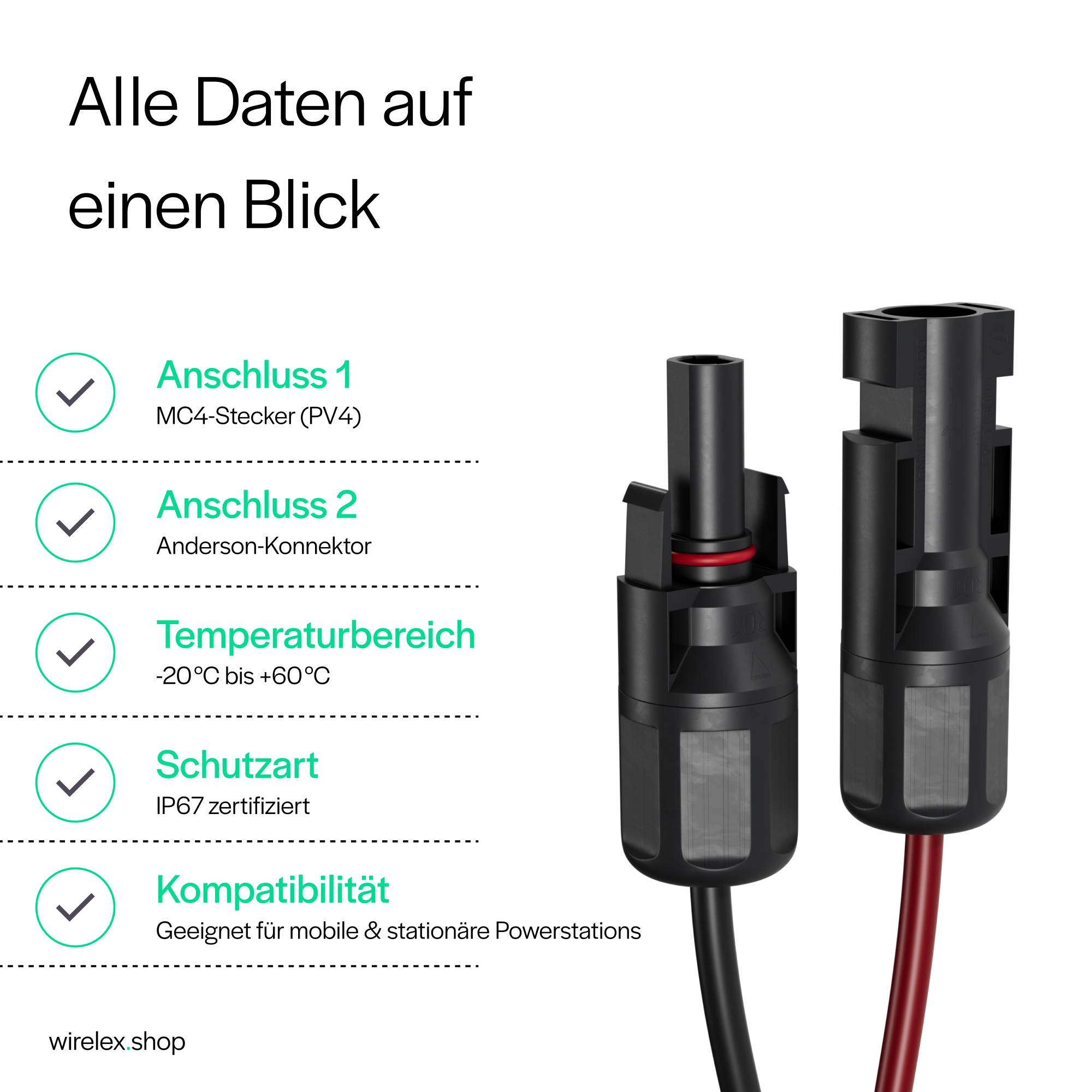 PV PowerStation-Einspeisekabel, MC4-Anderson, 3m
