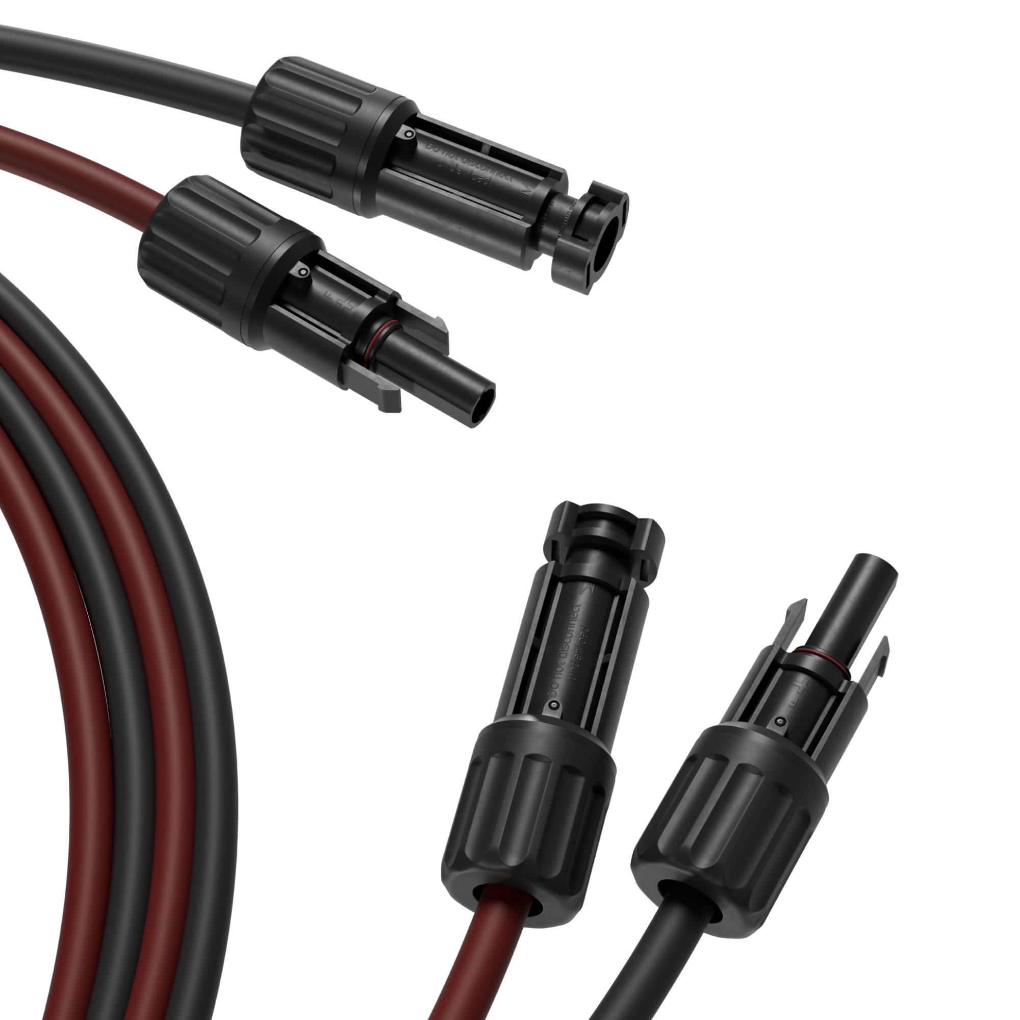 MC4 Verlängerung, 4mm², 2er Set rot/schwarz, 50m