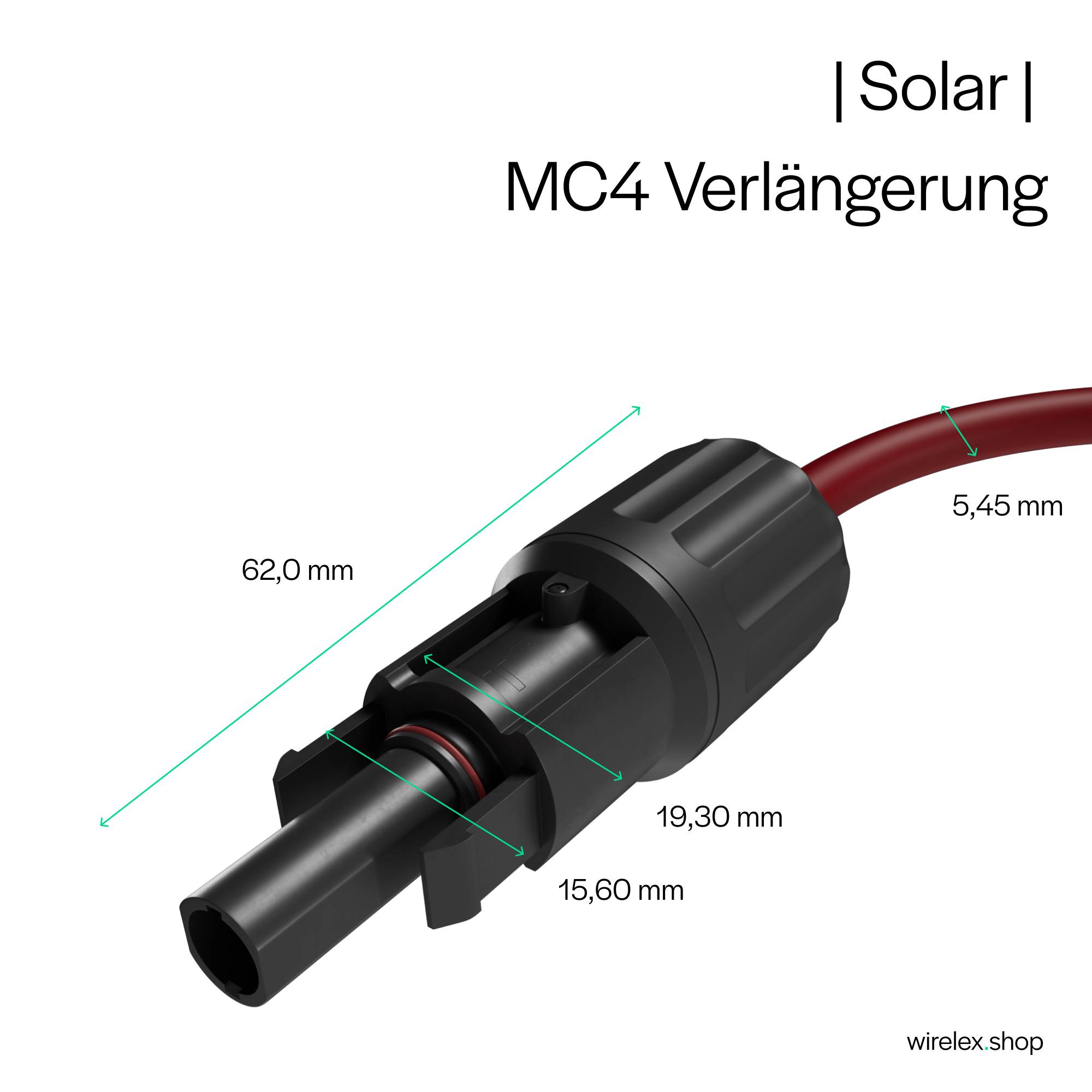 MC4 Verlängerung, 4mm², 2er Set rot/schwarz, 7,5m
