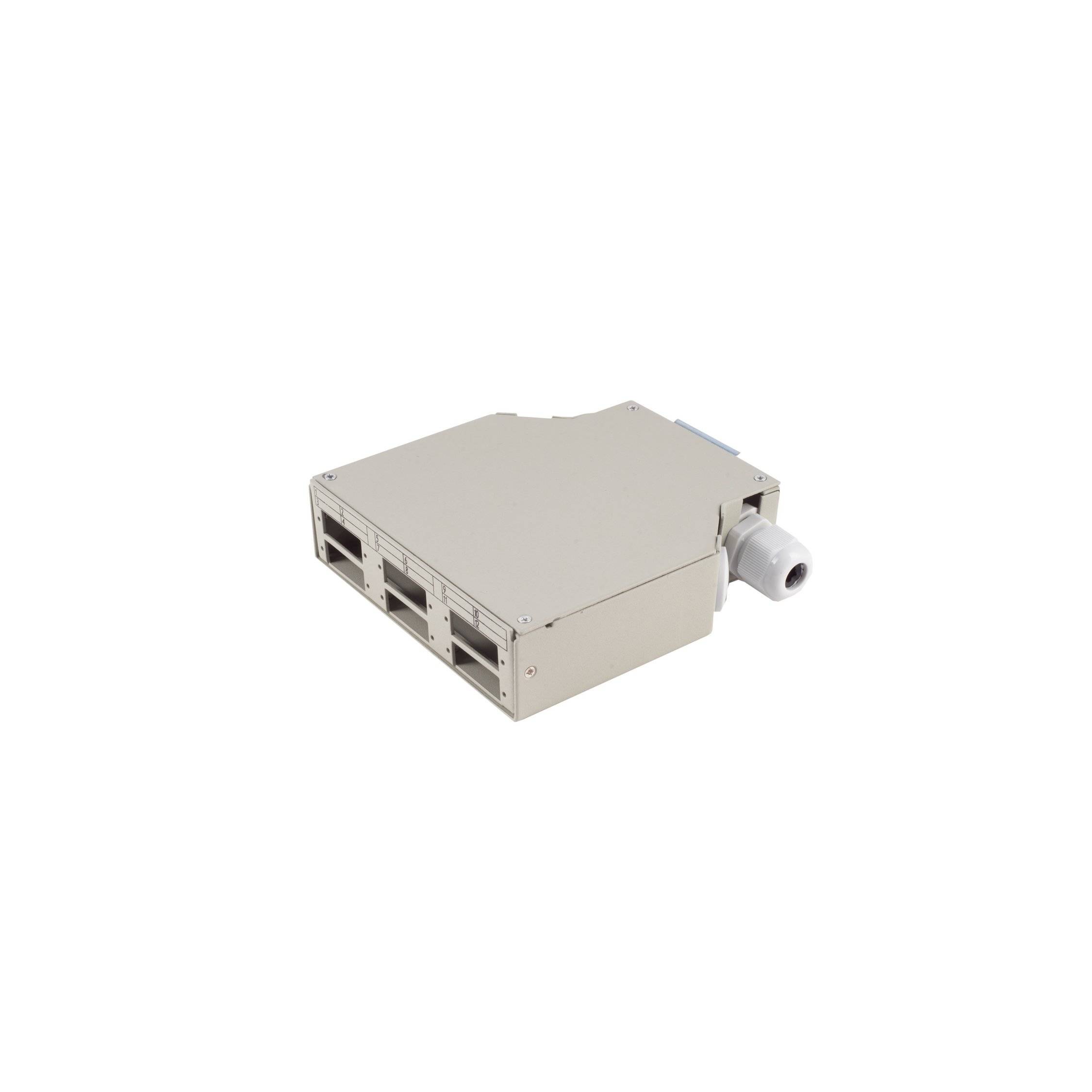 LWL-Verteilerbox, Metall, 6-fach, DIN rail,  grau