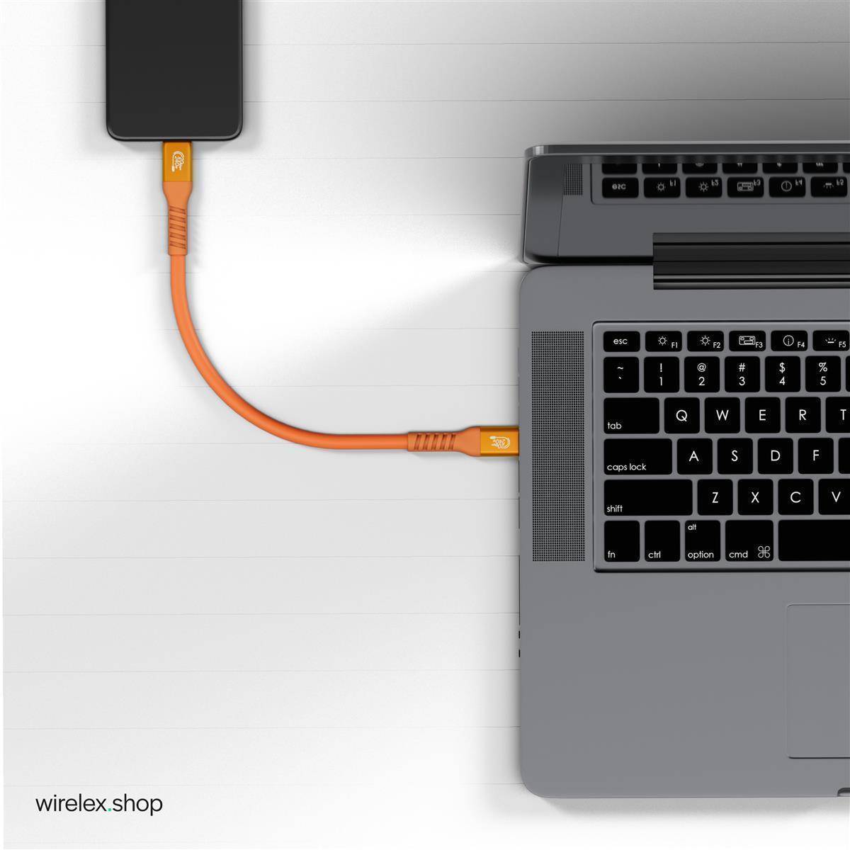 Flexline®-USB-C® Ladekabel, USB 3.2, 240W, orange, 0,25m