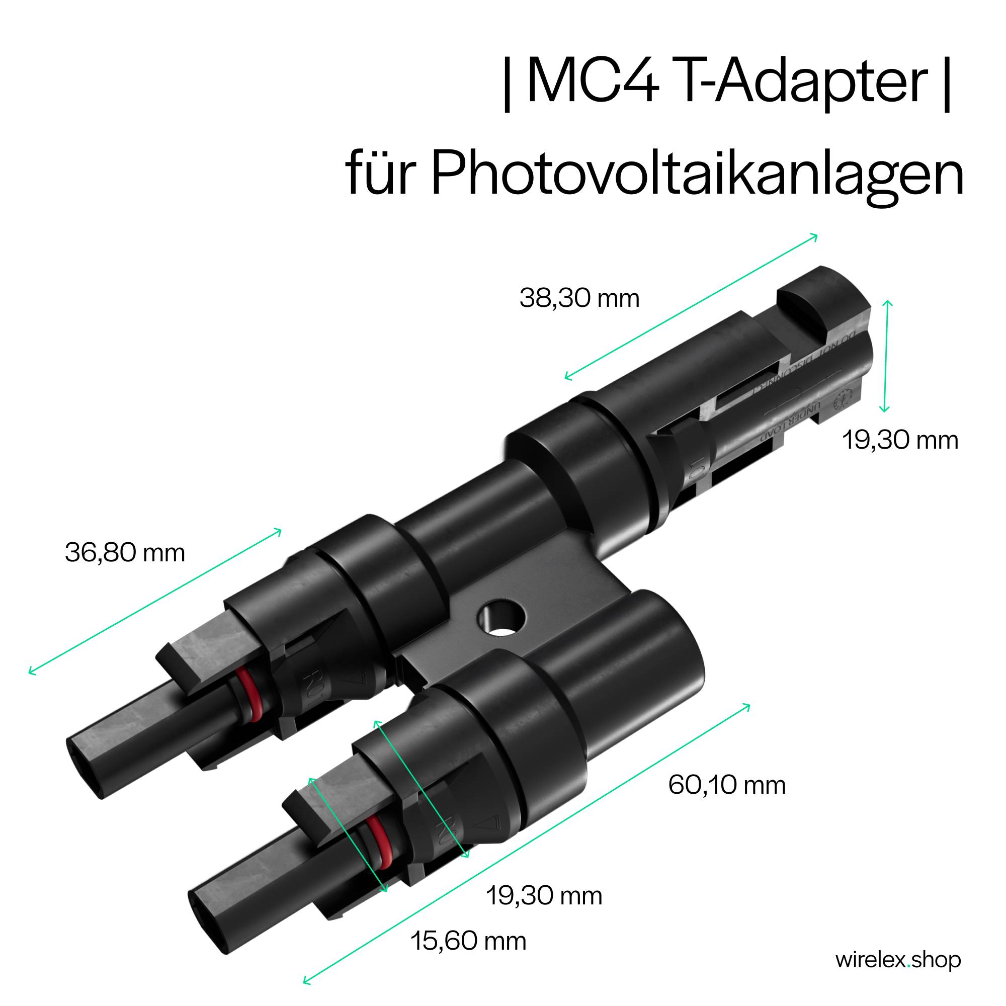 MC4 T-Adapter Set, 2/1, IP67, 1.5kV, schwarz