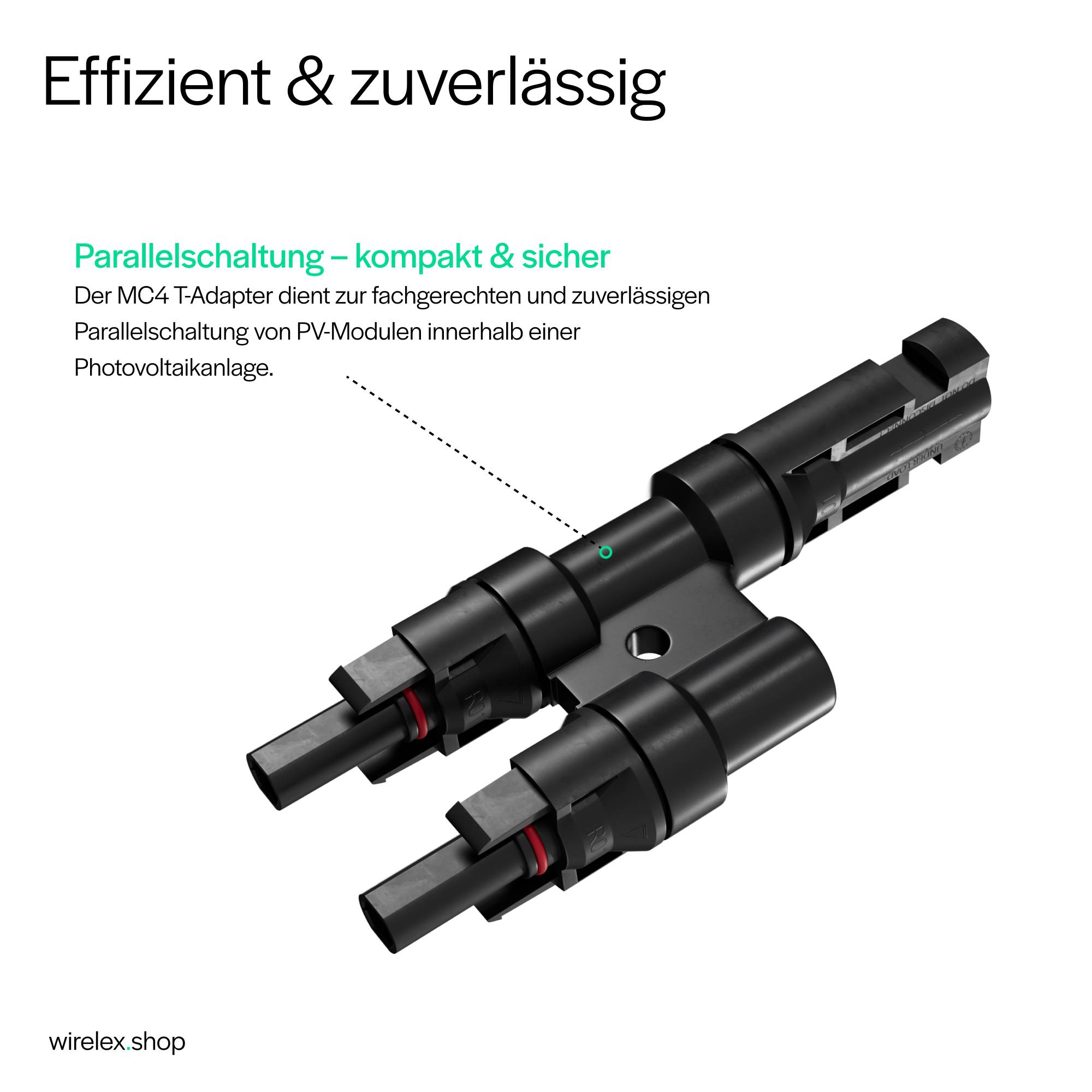 MC4 T-Adapter Set, 2/1, IP67, 1.5kV, schwarz