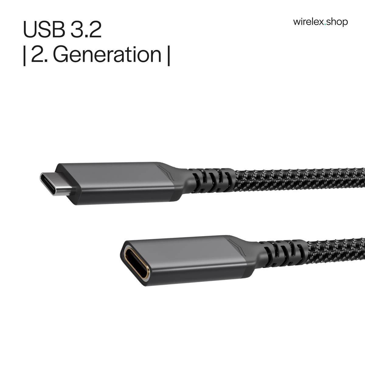 Flexline®-USB-C Verlängerungskabel, 3.2, PD, Textil, 1,5m