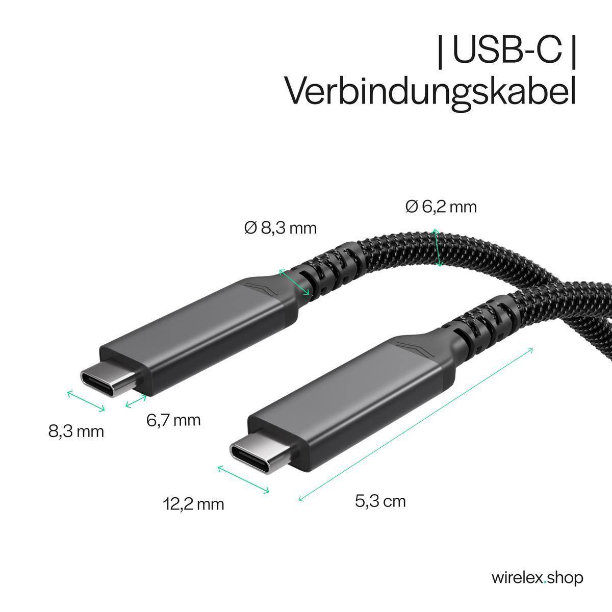 Flexline®-USB-C Ladekabel, 3.2, 100W PD, Textil, 1m