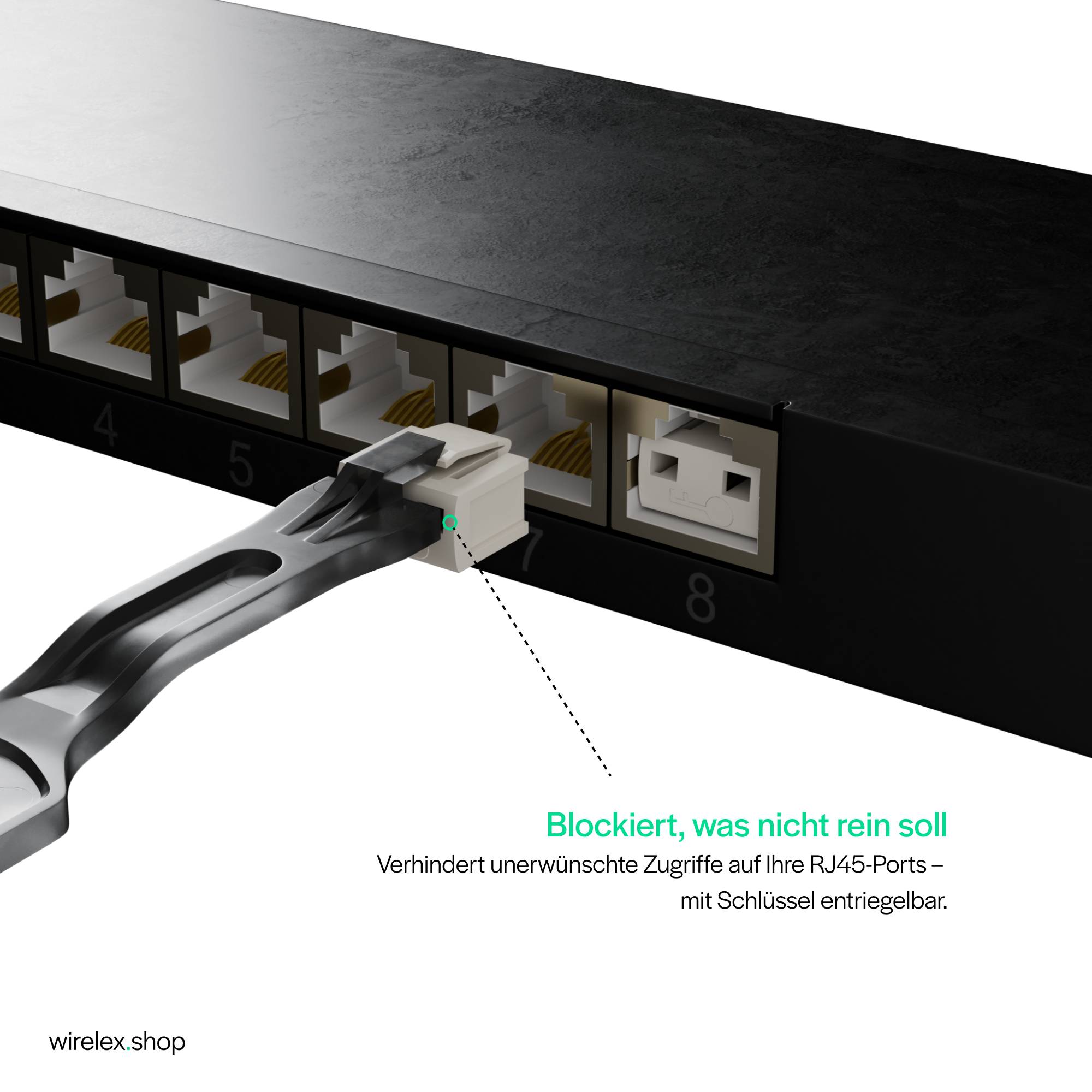 RJ45 Port Blocker, 1x Schlüssel, 10 Schlösser Rot