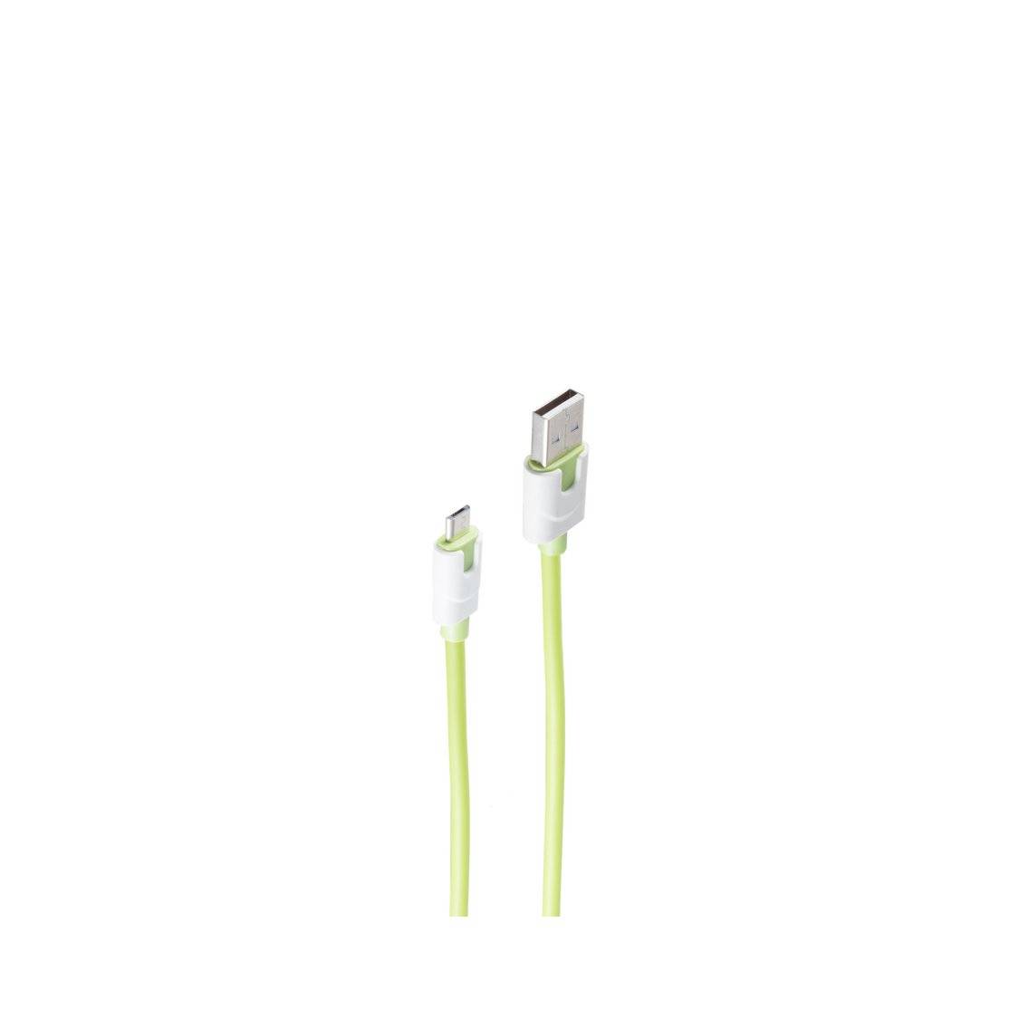USB-Ladekabel A Stecker auf Micro B, grün, 0,3m