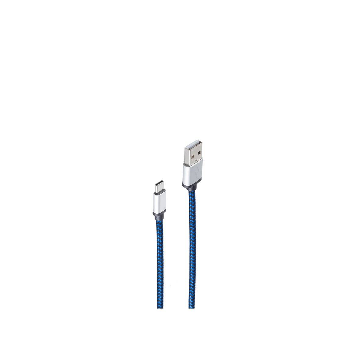 USB-Ladekabel A Stecker auf USB Typ C, blau 2m