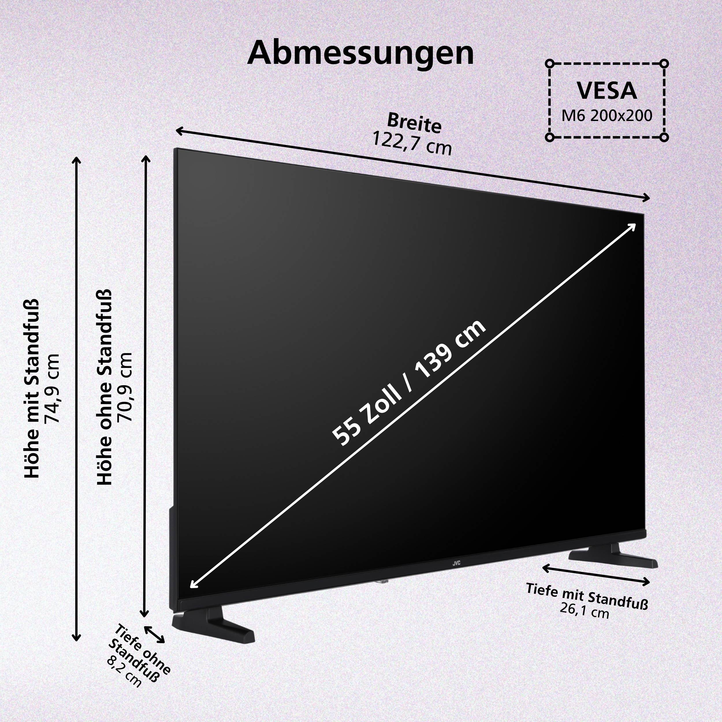 JVC LT-55VU3655 55 Zoll Fernseher 4K UHD Smart TV by TiVo mit HDR, Triple-Tuner, LED TV (2026)
