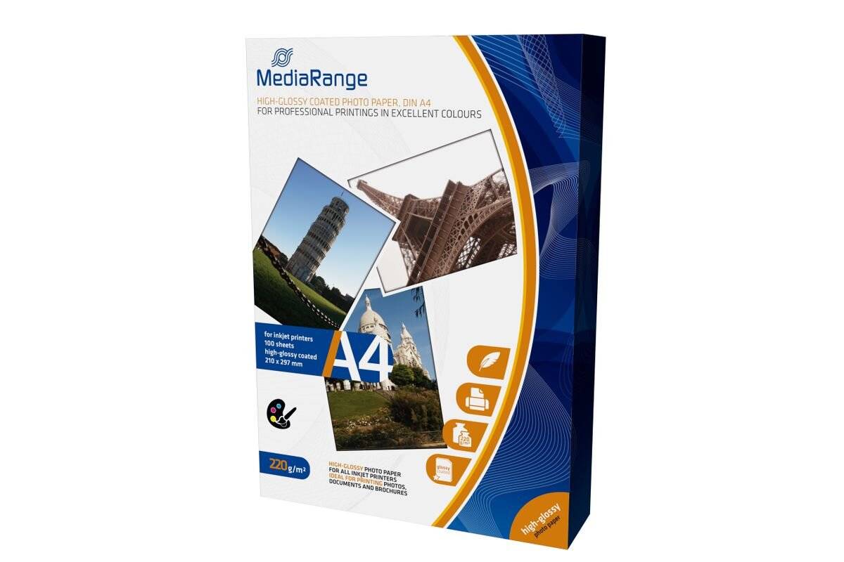 MediaRange Fotopapier MRINK103 DIN A4 hochglänzend 220 g/qm 100 Blatt
