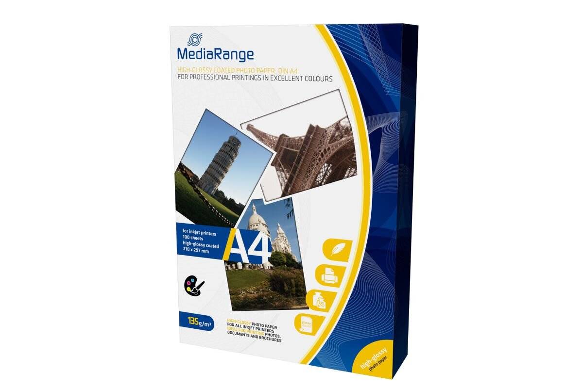 MediaRange Fotopapier MRINK107 DIN A4 hochglänzend 135 g/qm 100 Blatt