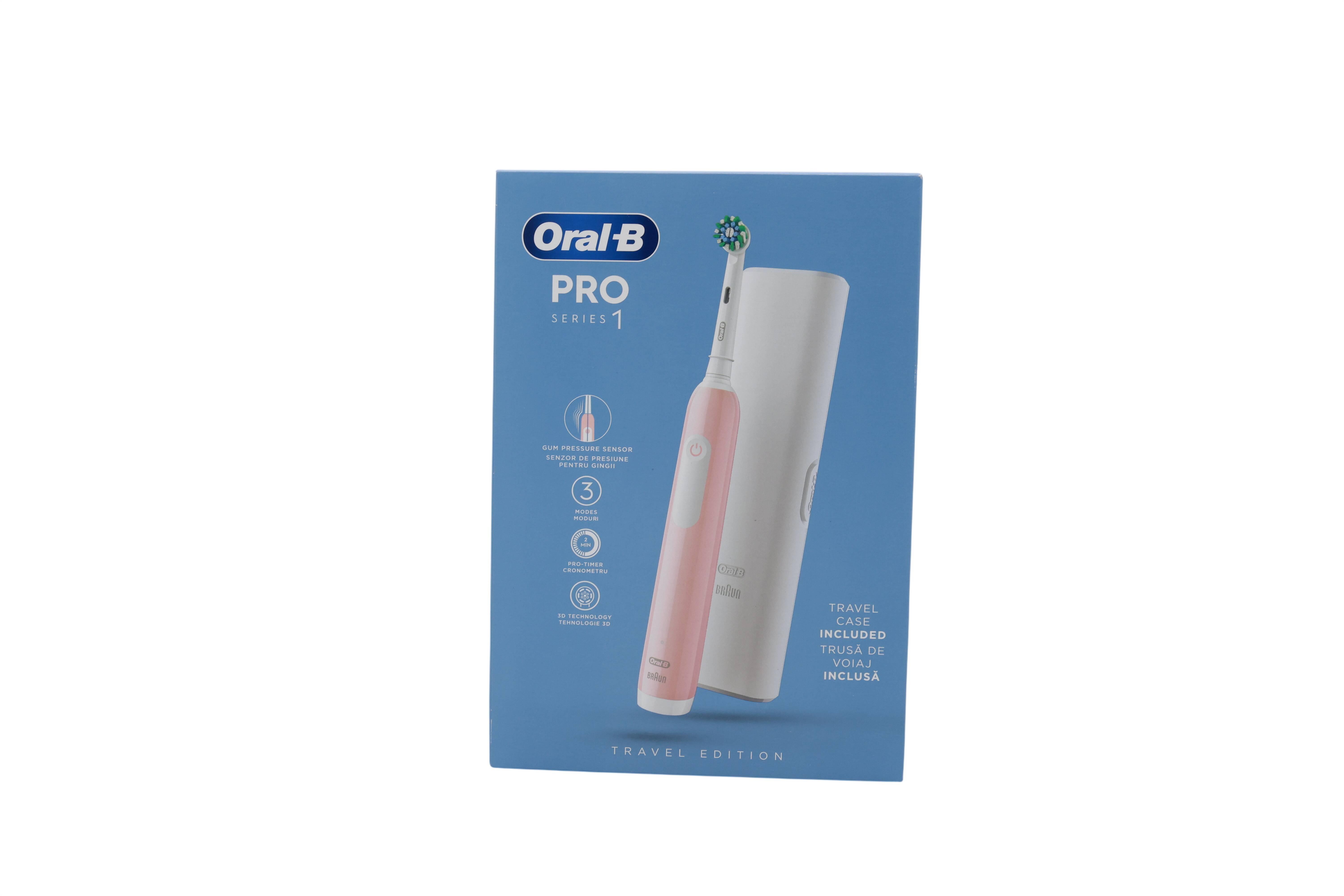 Braun Oral-B Pro Series 1 Cross Action mit Reiseetui elektr. Zahnbürste, pink