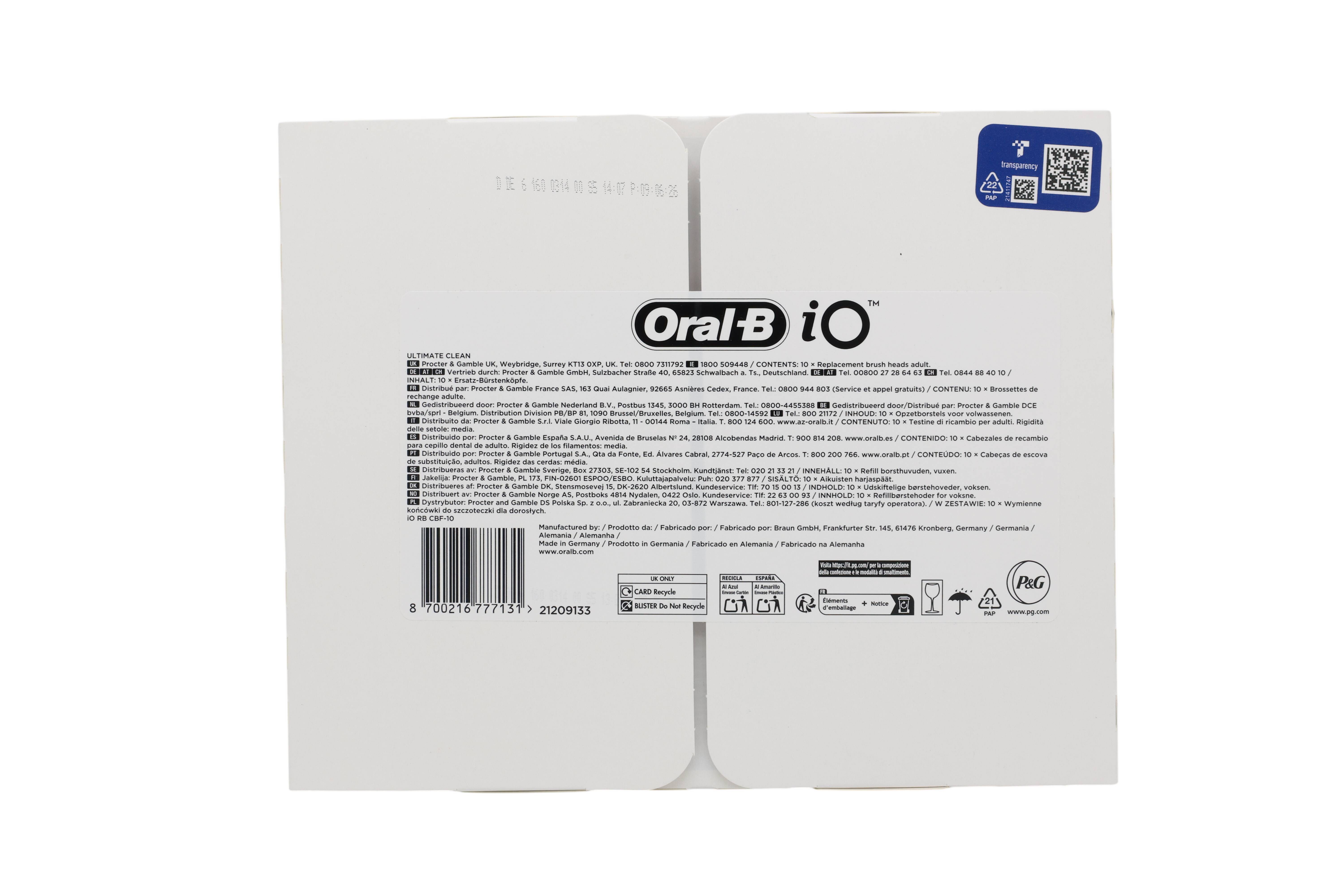 Braun Oral-B iO Aufsteckbürsten Ultimative Reinigung 10 Stück, schwarz