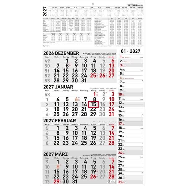 Viermonatskalender Kombi 961 33x58,8cm 2027