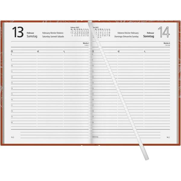 Buchkalender 876 14,5x21cm 1 Tag/1 Seite chestnut 2027