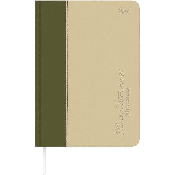 Buchkalender 878 15x21cm 1 Tag/1 Seite Premium moosgrün-sand 2027