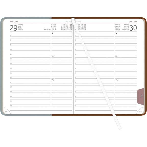 Buchkalender 878 15x21cm 1 Tag/1 Seite Premium terracotta-eisblau 2027