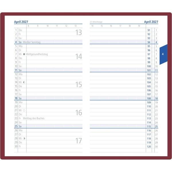 Taschenplaner 520 9,5x16cm 1 Monat/2 Seiten bordeaux 2027