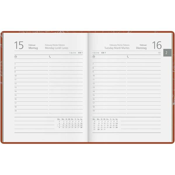 Taschenkalender 610 Recycling 10,2x14,2cm 7 Tage/6 Seiten chestnut 2027