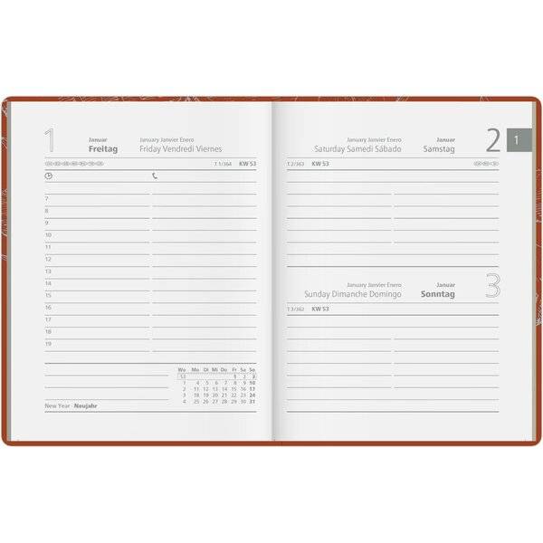 Taschenkalender 610 Recycling 10,2x14,2cm 7 Tage/6 Seiten chestnut 2027