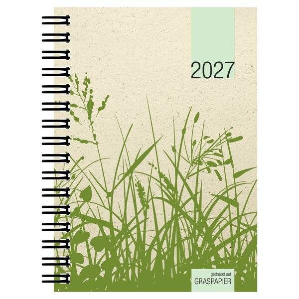 Taschenkalender 639 Graspapier 10x14cm 1 Woche/2 Seiten 2027