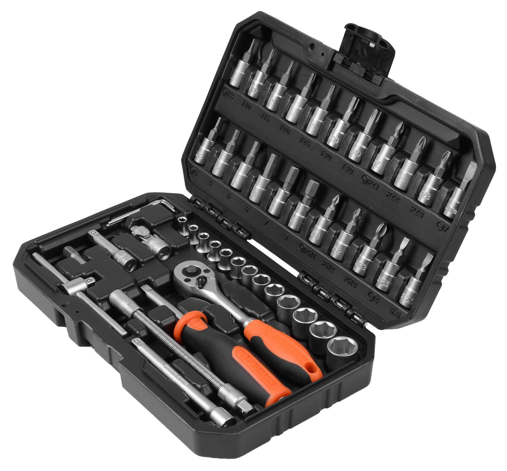 Projahn 1/4" Steckschlüssel 4-14mm Umschaltknarre Satz 46-tlg.