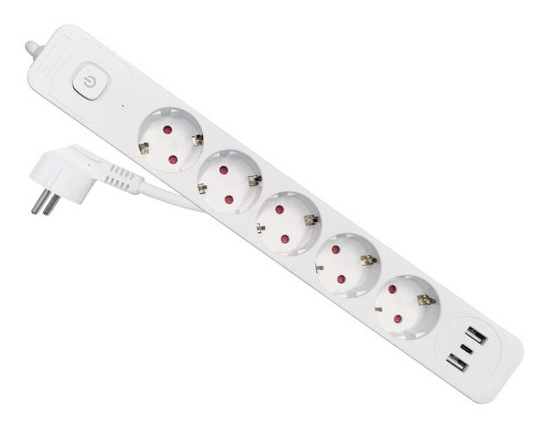 Equip 245555 Equip Steckdosenleiste 5-fach Schuko 1,5m mit 3xUSB+Schalter