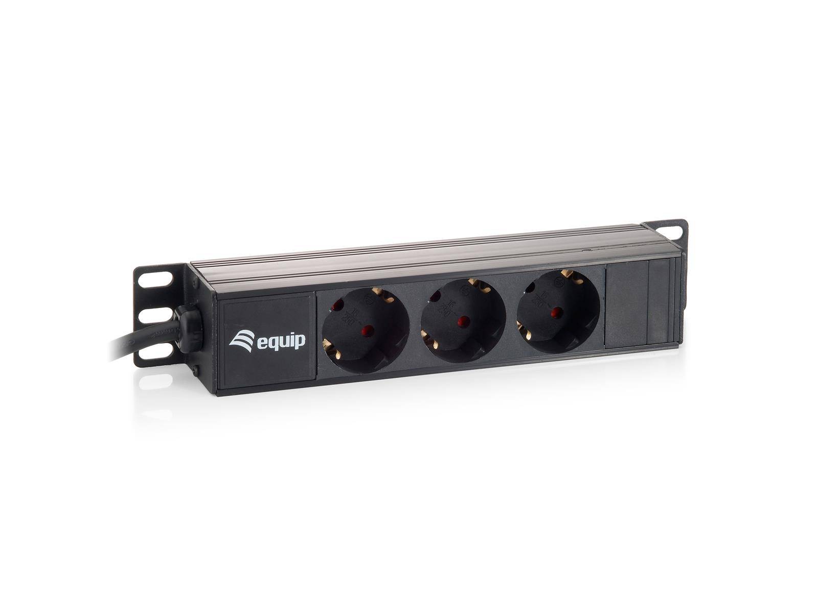 Equip 333299 Equip Steckdosenleiste 10"(1HE)3fach +Wandmontage 1,50m sw