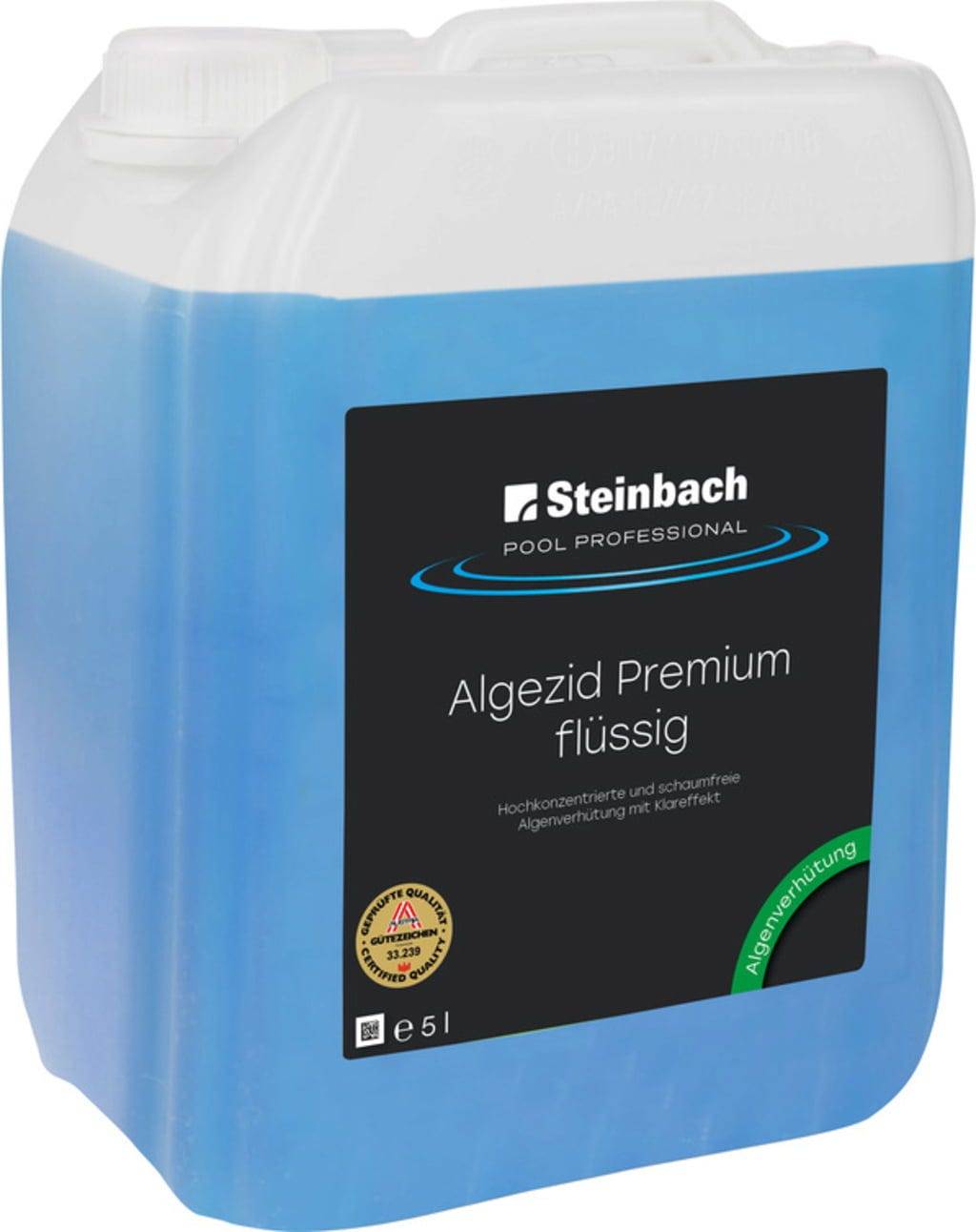 Steinbach Pool Professional Algezid Premium 5 l | Hochkonzentrierter Algenschutz für Pool & Schwimmbad | Schaumfrei | Langzeitwirkung | Für glasklar