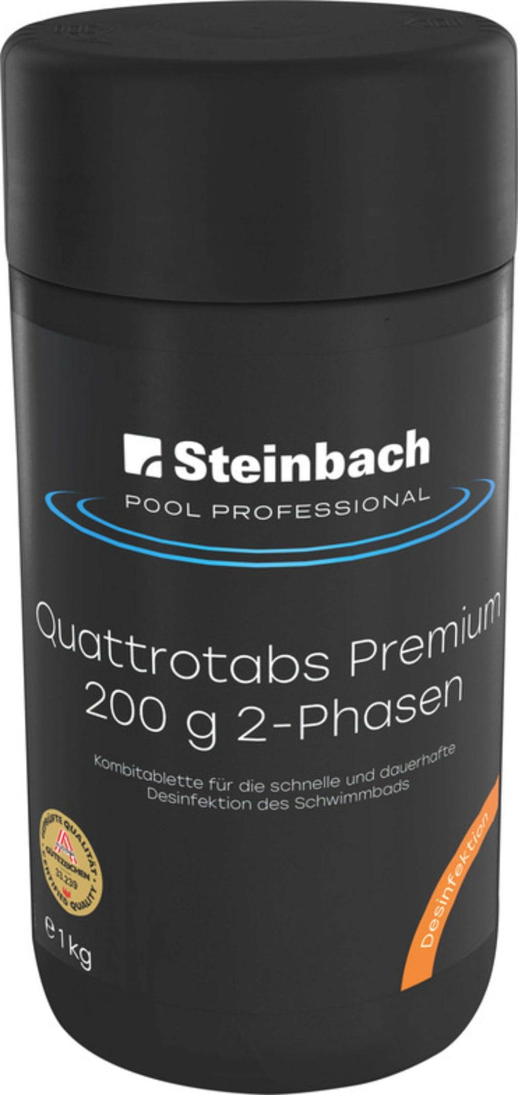 Steinbach Pool Professional Quattrotabs Premium 200 g 1 kg | 2-Phasen Chlortabletten mit Langzeitwirkung | 4-in-1 Poolpflege | Desinfektion