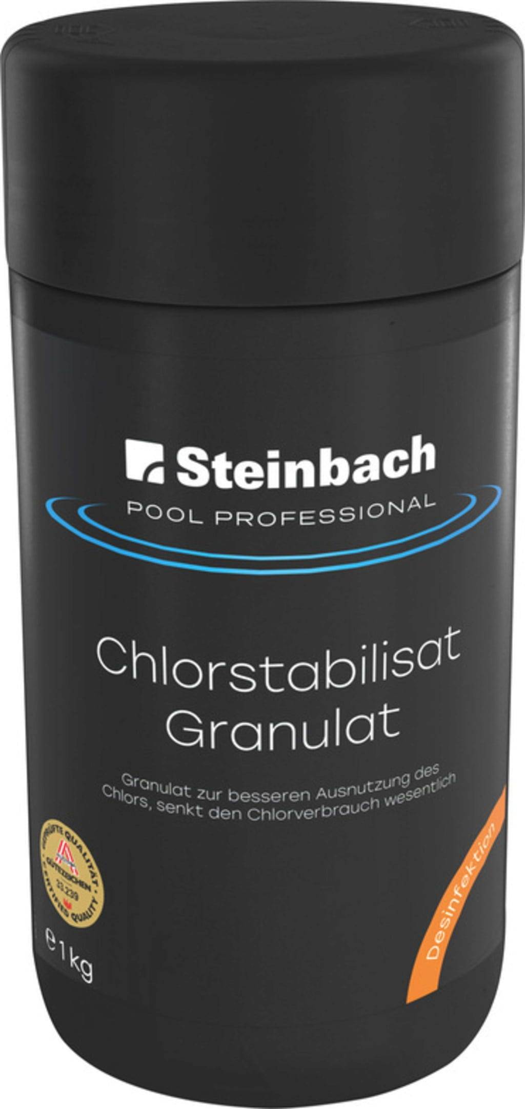 Steinbach Pool Professional Chlorstabilisat 1 kg | UV-Schutz für Poolchlor | Reduziert Chlorverbrauch & Chlorgeruch | Für Privatschwimmbäder | Schn