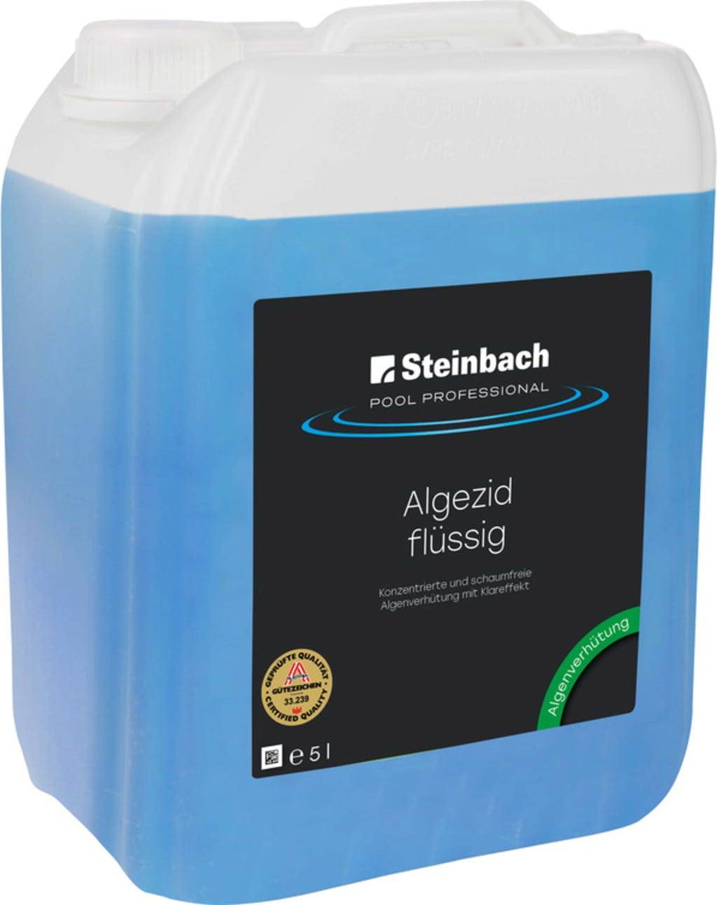 Steinbach Pool Professional Algezid Standard 5 l | Hochkonzentrierter Algenschutz für Pool & Schwimmbad | Schaumfrei | Langzeitwirkung | Für glaskla