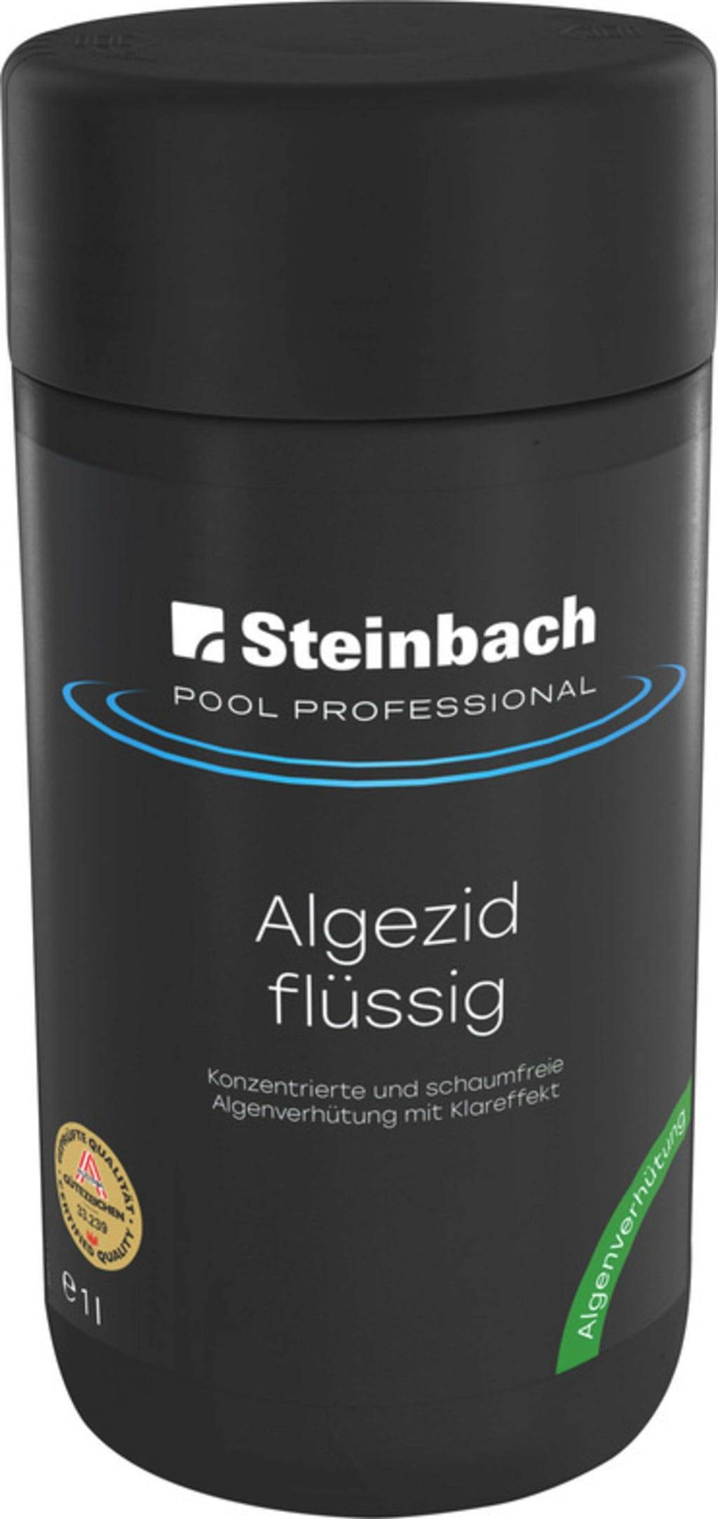 Steinbach Pool Professional Algezid Standard 1 l | Hochkonzentrierter Algenschutz für Pool & Schwimmbad | Schaumfrei | Langzeitwirkung | Für glaskla