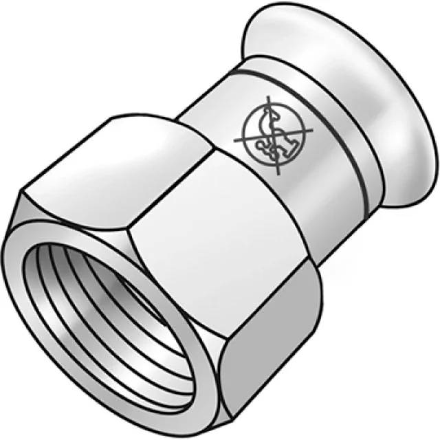 KE Kelit Industrie Edelstahl Press-Übergang, 28x1", NPI457, Pressmuffe, Innengewinde, M-Kontur, Edelstahl 1.4301, 1 Stk.