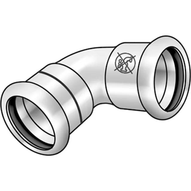 KE Kelit Industrie Edelstahl Press-Winkel, 45°, 88,9mm, NPI425, Pressmuffe, M-Kontur, Edelstahl 1.4301, 1 Stk.