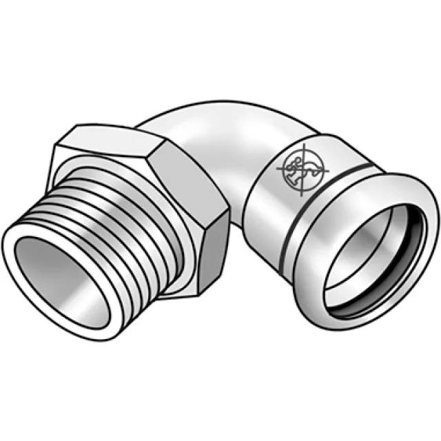 KE Kelit Industrie Edelstahl Press-Übergangswinkel, 90°, 22x3/4", NPI460, Außengewinde, M-Kontur, Edelstahl 1.4301, 1 Stk.